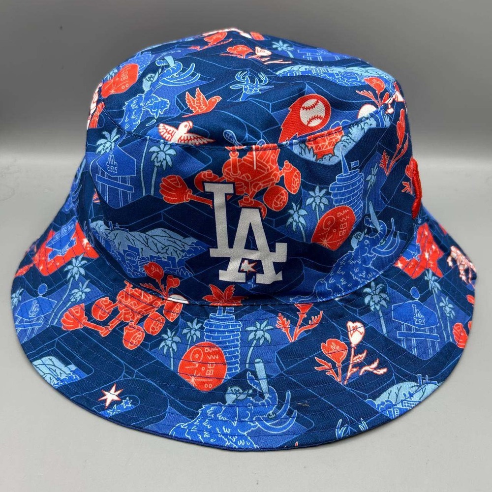 Los Angeles LA Dodgers MLB Hat Men Blue Floral Reversible Bucket Cap